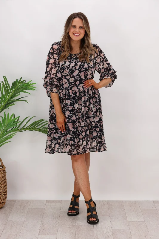 AE Luxe Brandy Floral Dress Black