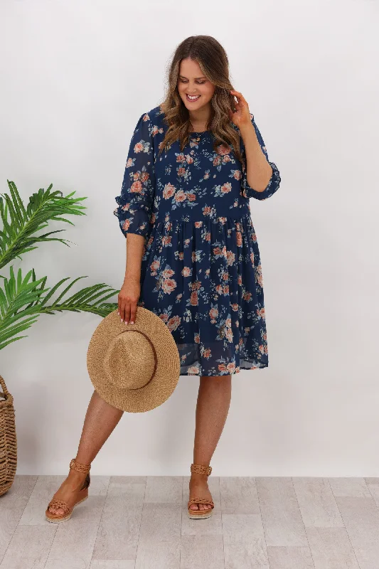 AE Luxe Brandy Floral Dress Navy