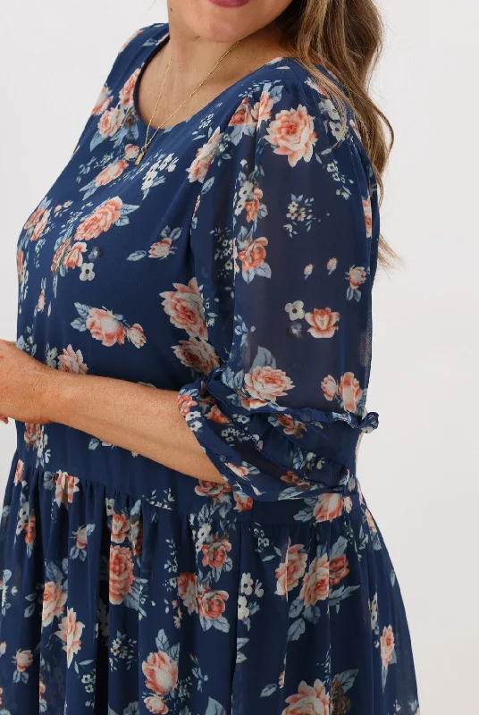 AE Luxe Brandy Floral Dress Navy