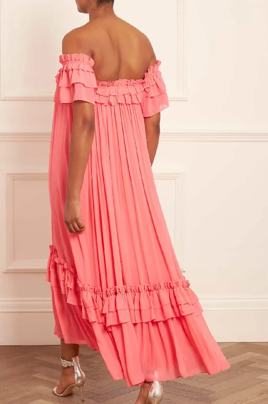 Aria Chiffon Off-Shoulder Ankle Gown