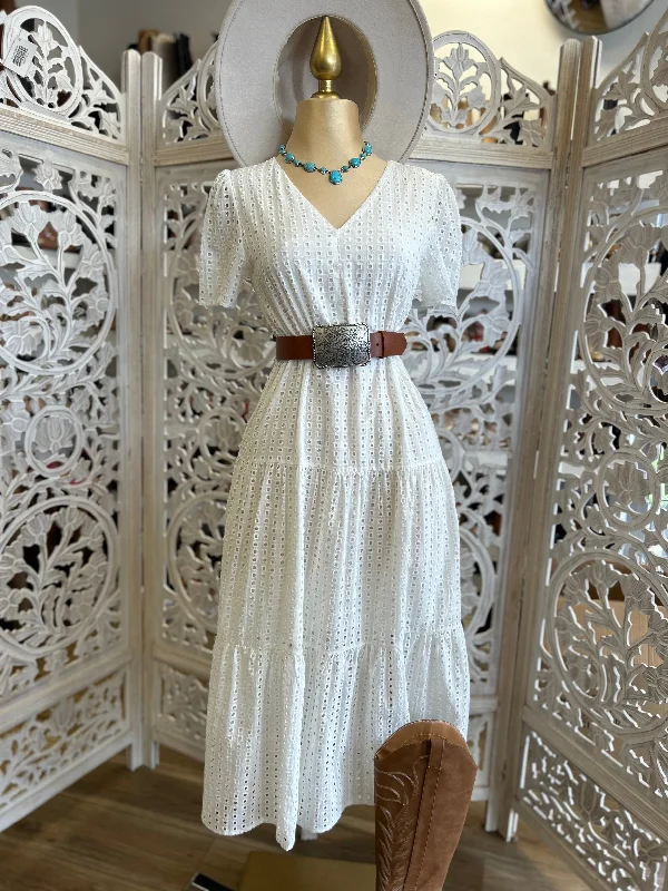 Eyelet Maxi Dress- Slightly Stretchy