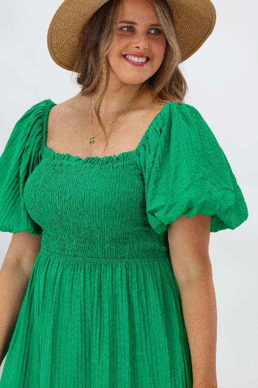 Iris Maxi Puffy Sleeve Dress Green