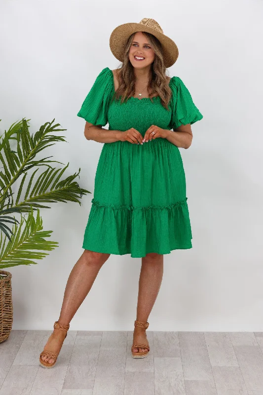 Iris Maxi Puffy Sleeve Dress Green