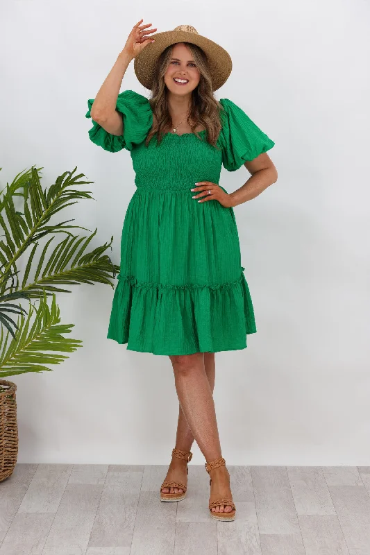 Iris Maxi Puffy Sleeve Dress Green