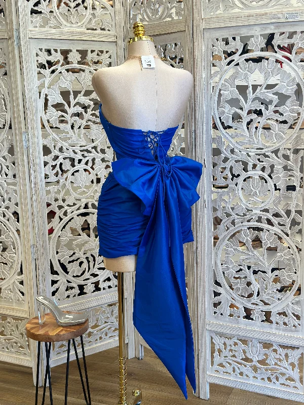 Royal Blue Heart Lined Enlarged Bow Dress - No Estira, Not Stretchy