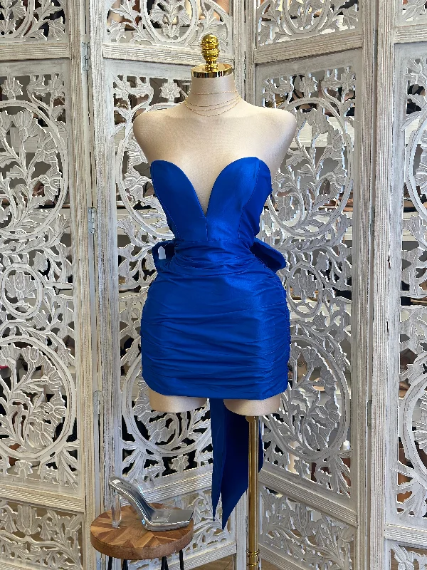 Royal Blue Heart Lined Enlarged Bow Dress - No Estira, Not Stretchy