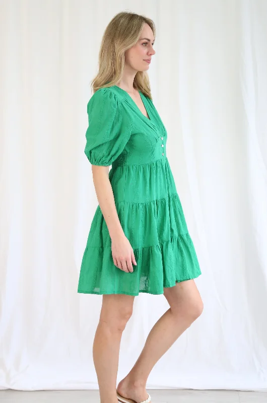 Salty Bright Alice Tiered Dress Green