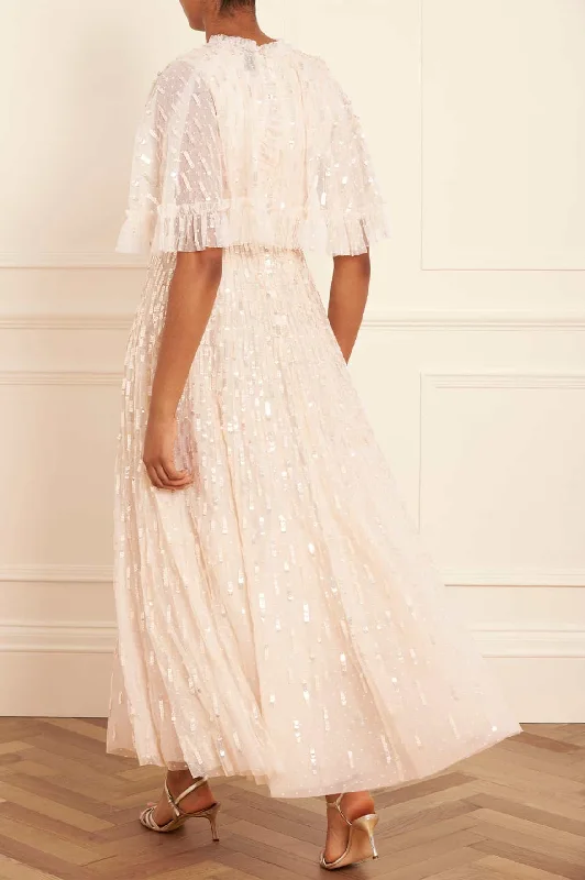 Sequin Dash Cape Ankle Gown