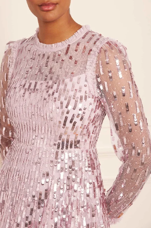 Sequin Dash Long Sleeve Ankle Gown