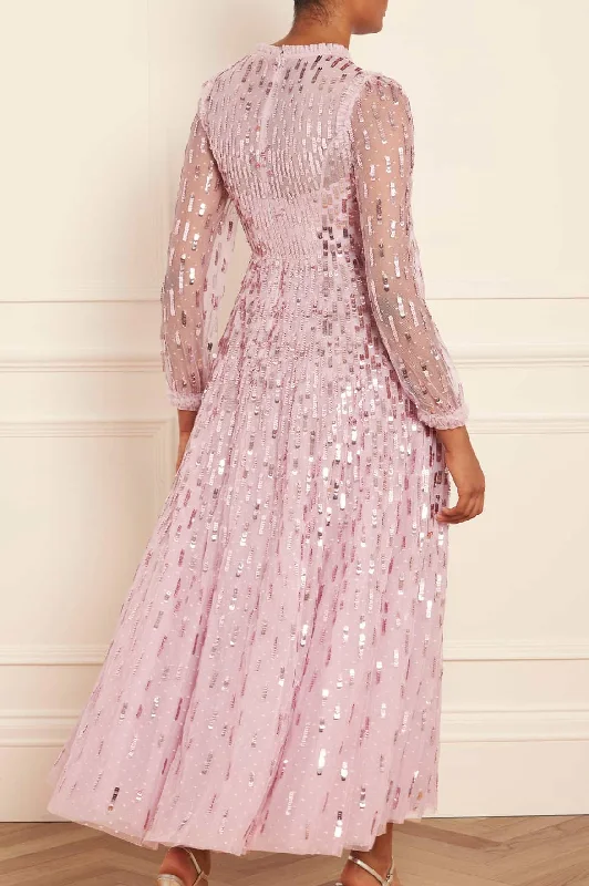 Sequin Dash Long Sleeve Ankle Gown