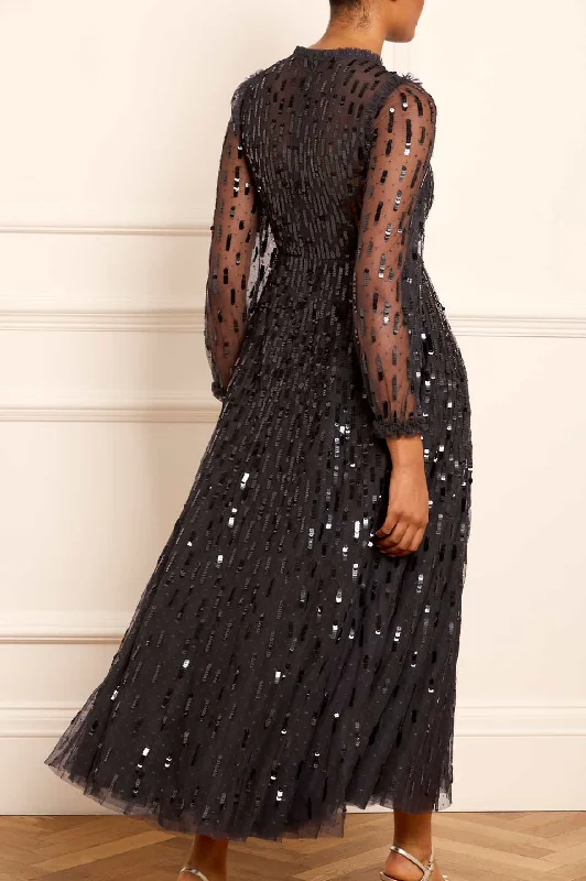 Sequin Dash Long Sleeve Gown