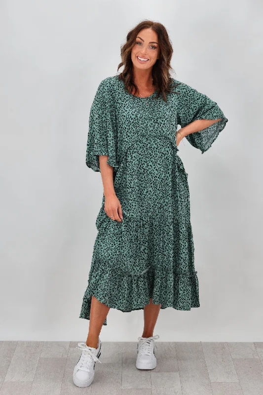 Sunday Boho Stella Dress Teal Animal