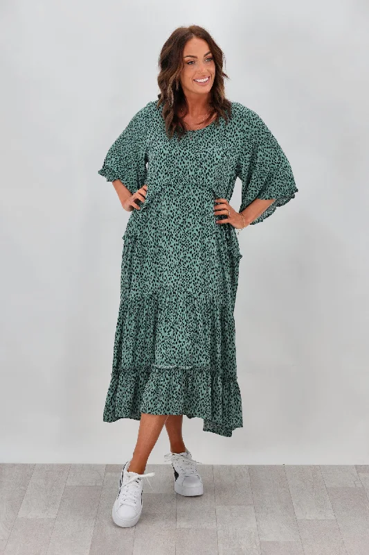 Sunday Boho Stella Dress Teal Animal