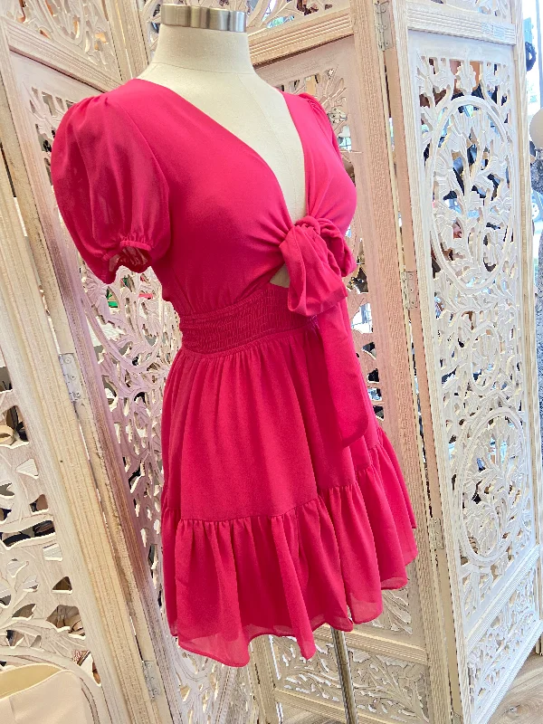 Tie Front Hot Pink Dress