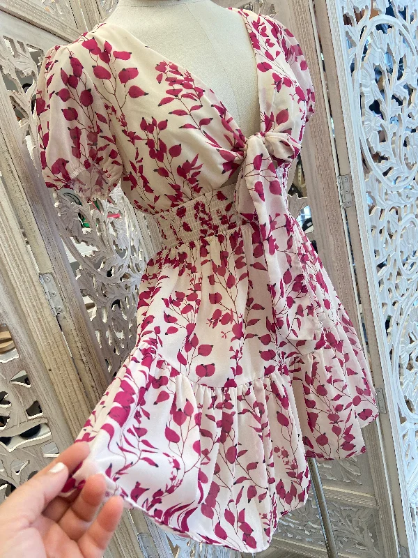 Tie Front Petal Print Dress