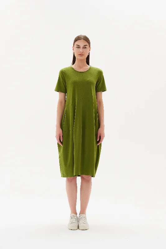 Tirelli Short Sleeve Diagonal Dress Meadow Green