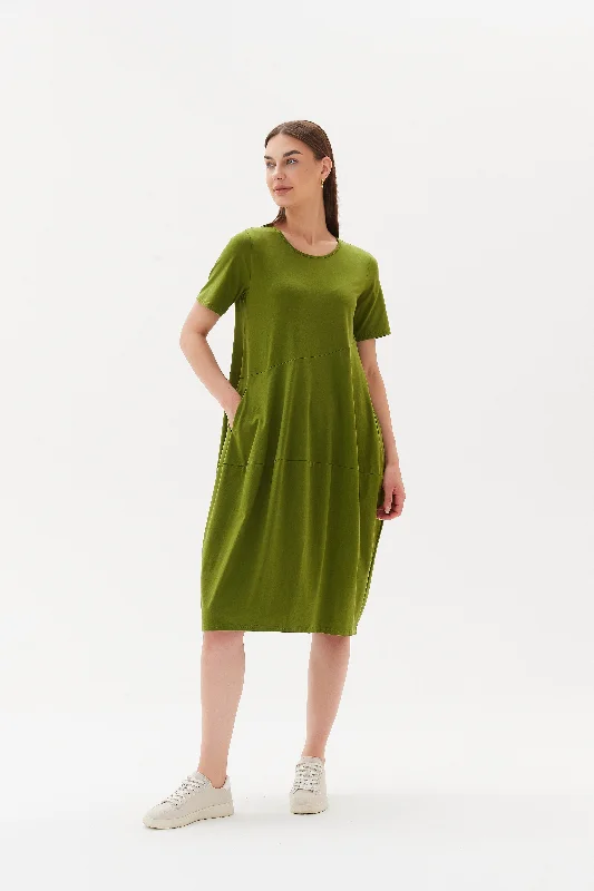 Tirelli Short Sleeve Diagonal Dress Meadow Green