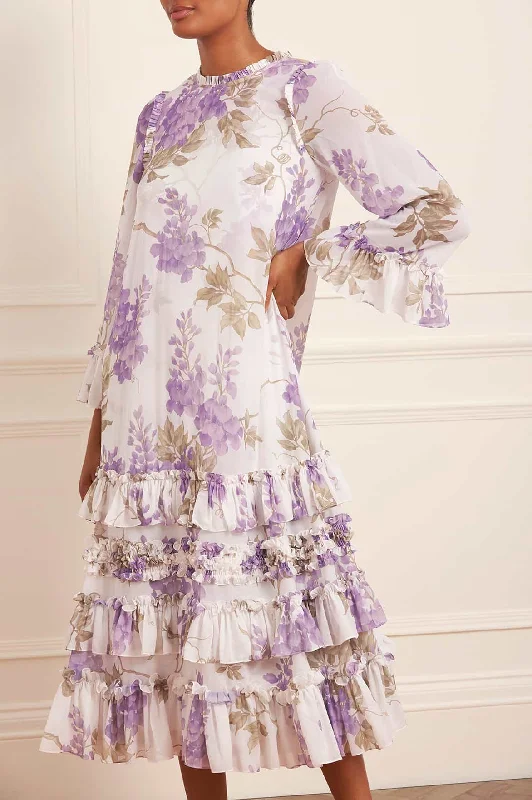 Wisteria Chiffon Round Neck Ankle Gown