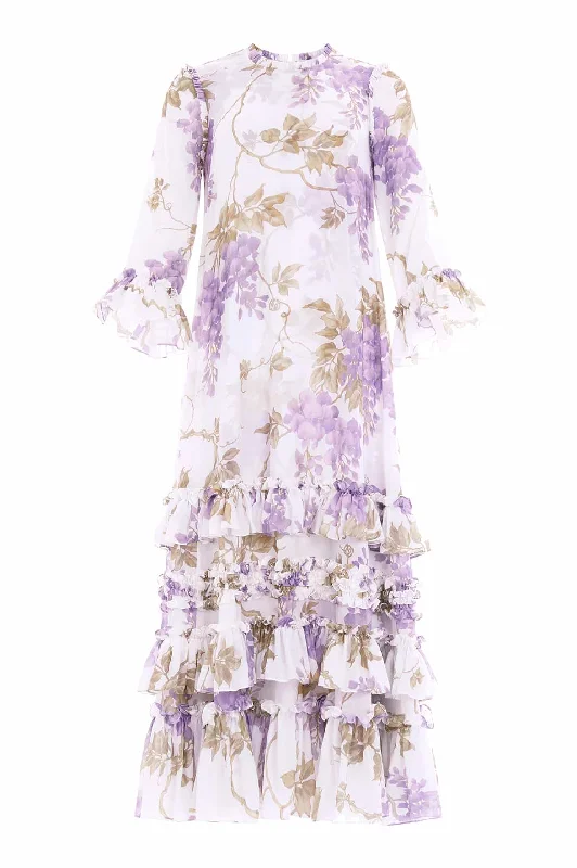 Wisteria Chiffon Round Neck Ankle Gown