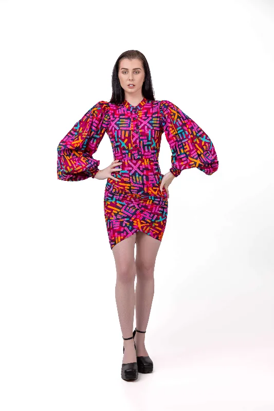 Betty Ankara Short Mini Dress | Pink African Print