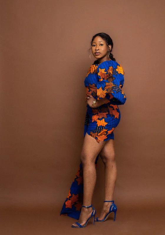 Funke Ankara Short Mini Dress | Yellow and Orange African Tribal Print