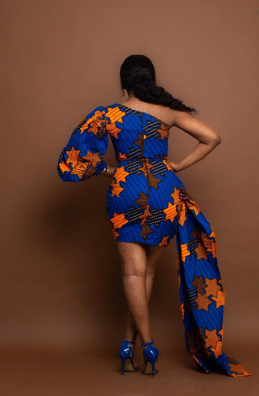 Funke Ankara Short Mini Dress | Yellow and Orange African Tribal Print