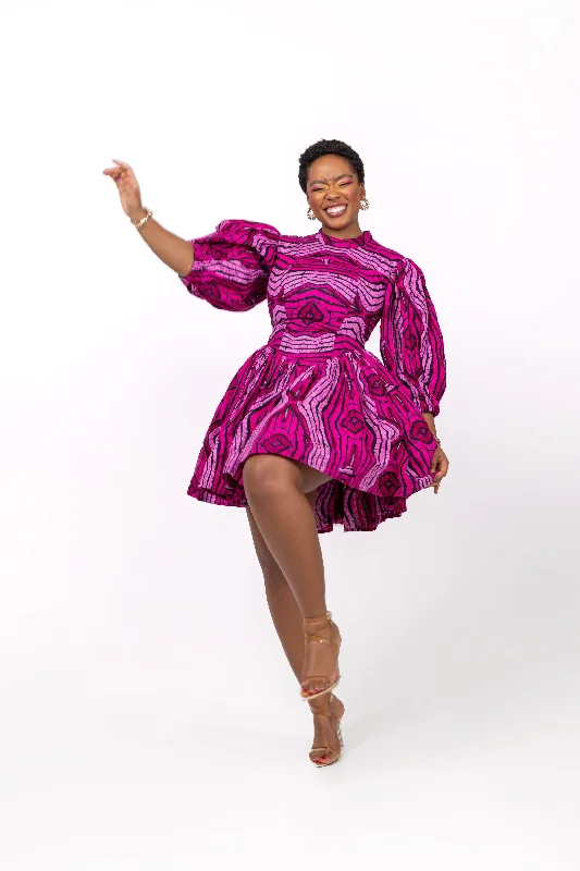 Modupe Ankara Mini Dress | Pink African Print