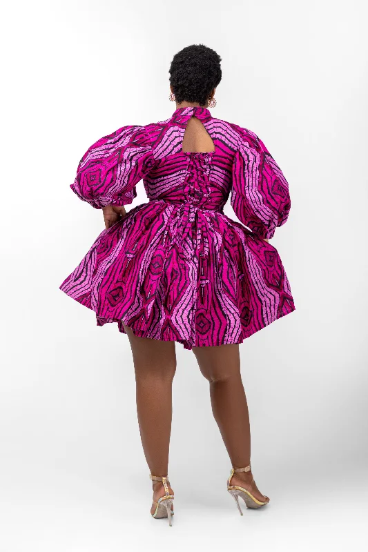 Modupe Ankara Mini Dress | Pink African Print