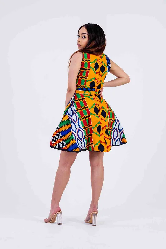 Otiti Mini Dress | Yellow and Red Multicolored African Print