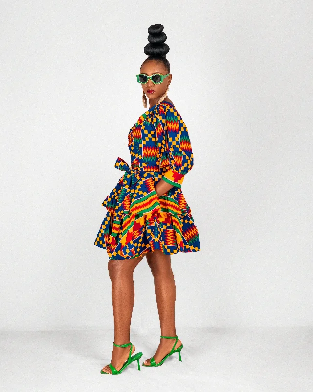 Palmer Ankara Mini Dress | Kente Multicoloured African Print