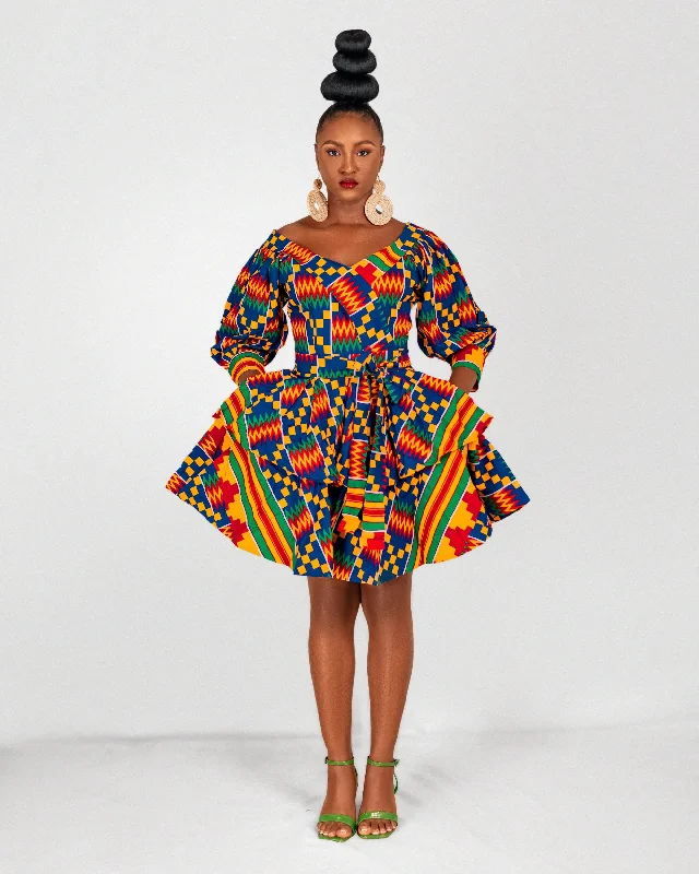 Palmer Ankara Mini Dress | Kente Multicoloured African Print