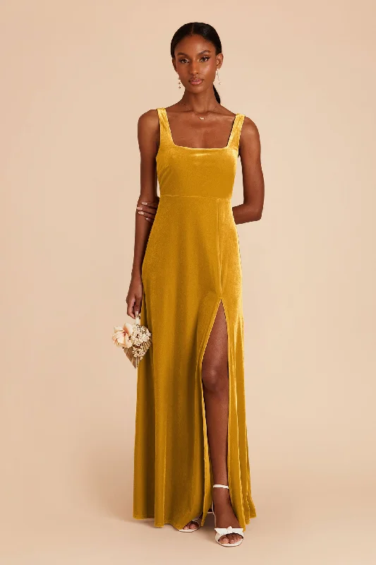 Alex Velvet Dress - Butterscotch