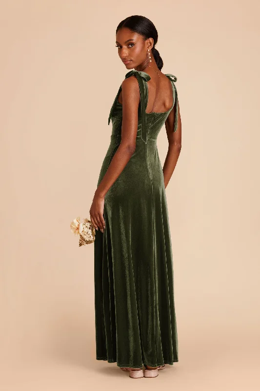 Alex Velvet Dress - Olive