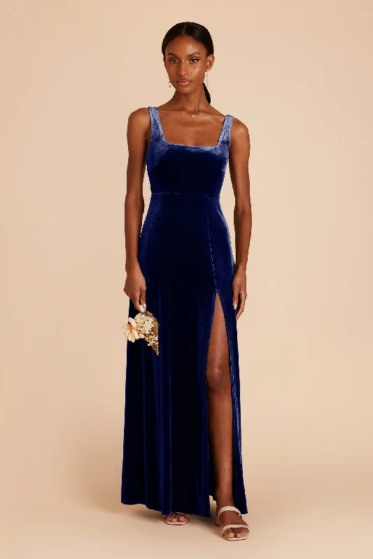 Alex Velvet Dress - Sapphire Blue