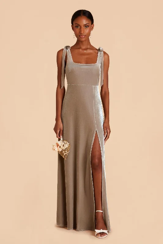 Alex Velvet Dress - Taupe