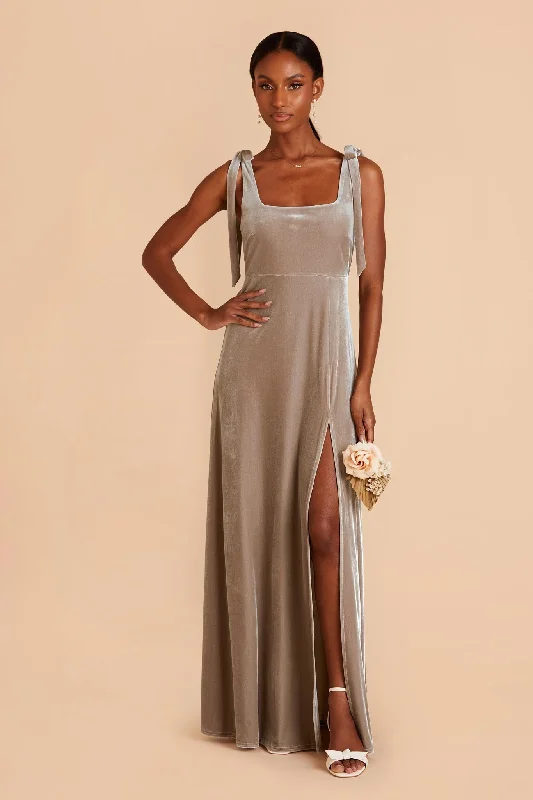 Alex Velvet Dress - Taupe