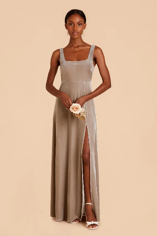 Alex Velvet Dress - Taupe