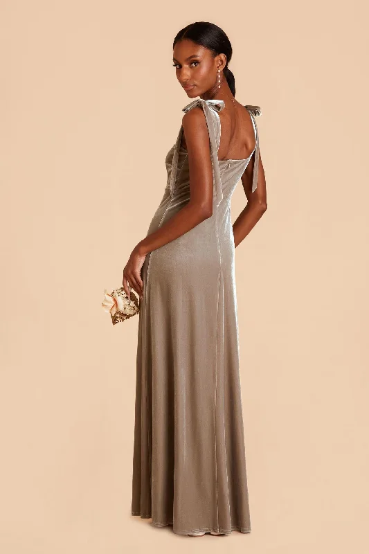 Alex Velvet Dress - Taupe