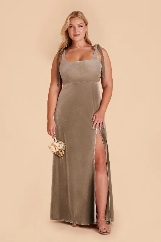 Alex Velvet Dress - Taupe