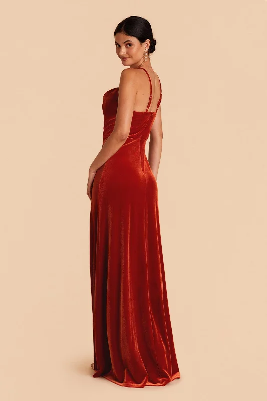 Ash Velvet Dress - Burnt Orange