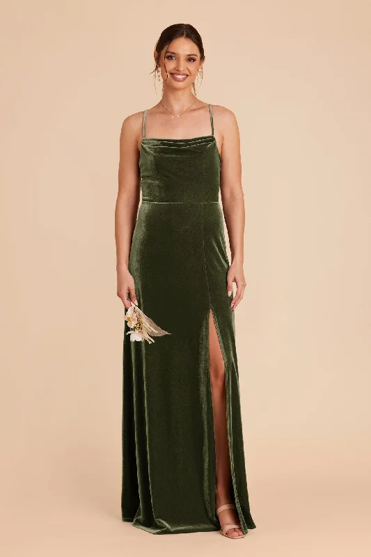 Ash Velvet Dress - Olive