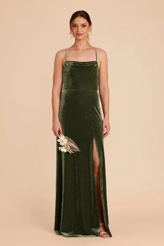 Ash Velvet Dress - Olive