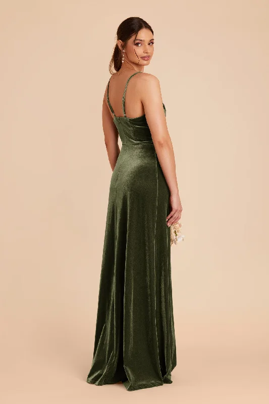 Ash Velvet Dress - Olive