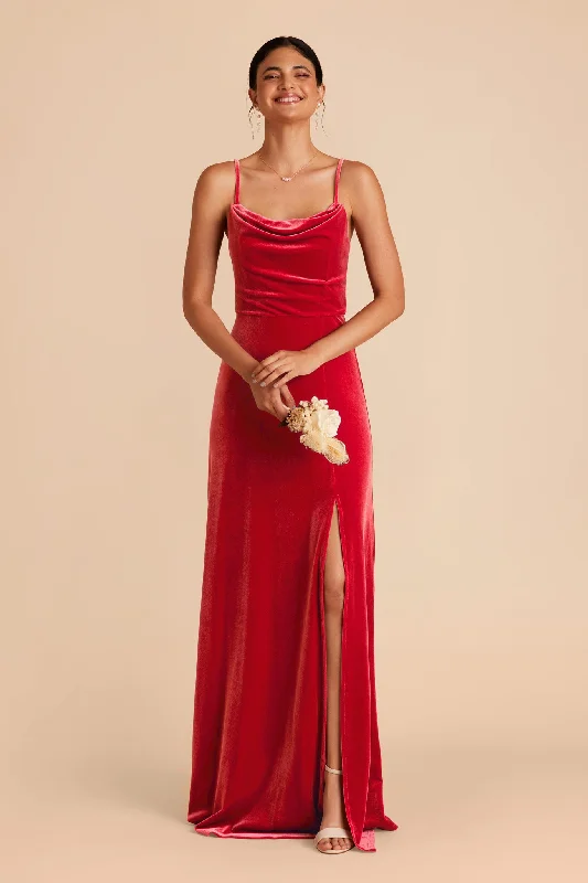 Ash Velvet Dress - Ruby Red