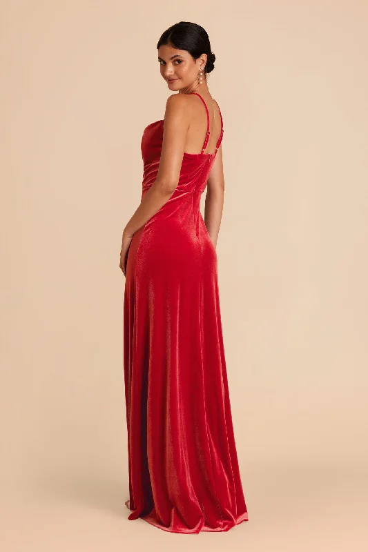 Ash Velvet Dress - Ruby Red