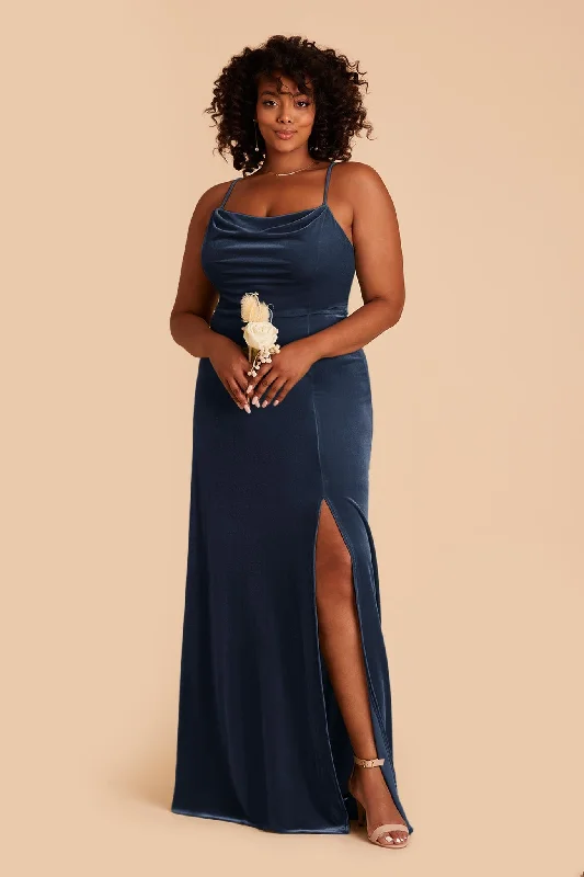 Ash Velvet Dress - Storm Blue