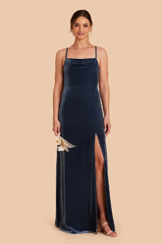 Ash Velvet Dress - Storm Blue