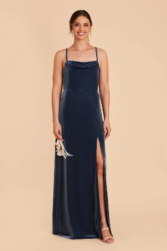 Ash Velvet Dress - Storm Blue