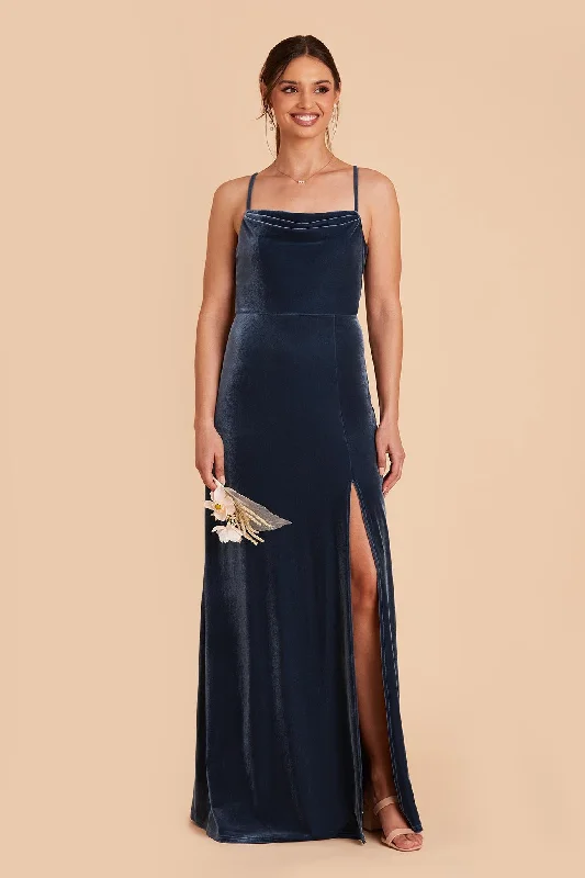 Ash Velvet Dress - Storm Blue