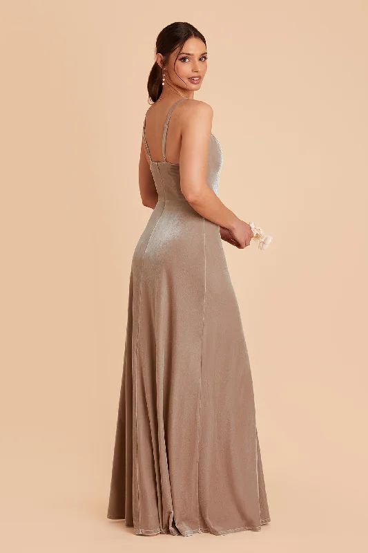 Ash Velvet Dress - Taupe